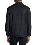 Heathered Knit Bomber Jacket, Black