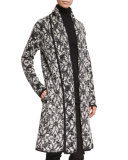 Arbat Knit Shawl-Collar Topper, Caviar/Frost