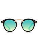 STL II Round Iridescent Sunglasses, Black