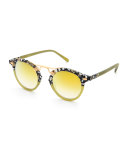 St. Louis Round Mirrored Sunglasses, Green