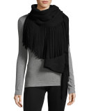 Solid Felted Fringe Scarf, Black