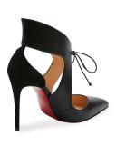 Ferme Rouge Self-Tie Red Sole Pump, Black 