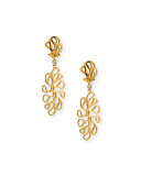 18K Sea Leaf & Diamond Bezel Drop Earrings