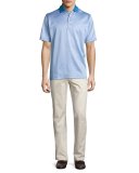 Chuck Checkered Cotton Lisle Polo Shirt, Blue