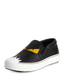 Leather Monster Skate Sneaker, Black