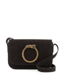 Eddie Besace Suede Serpent Shoulder Bag, Black