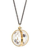 18K Gold & Black Steel Carpe Diem Crystal Pendant Necklace