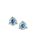 rhodium-plated stud earrings, white patina