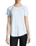 Linen Lace-Trim Tee, White