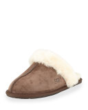 Scuffette Shearling Slide Slipper, Espresso