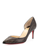 Galupump Laser-Cut Red Sole Pump, Black/Nude