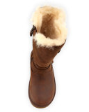 Kensington Leather Buckle-Trim Boot, Toast, Youth