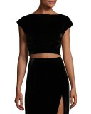 Velvet Twist-Back Crop Top