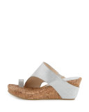 Gille Asymmetric Wedge Slide Sandal, Silver