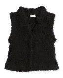 Faux Fur Cashmere-Blend Vest, Black, Size 8-14