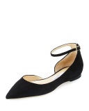 Lucy Suede Half-d'Orsay Flat, Black