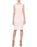 Sleeveless Wool Sheath Dress, Flamingo