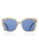 Monaco Printed Square Sunglasses, Pearl