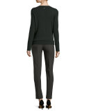 Eve Sequined-Dot Short-Sleeve Sweater, Fir