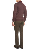 Bedford Five-Pocket Stretch-Cotton Pants, Olive