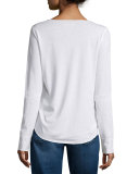 Long-Sleeve Floral Skull Tee, Blanc