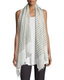 Lightweight Hand-Loomed Striped Scarf, Rain