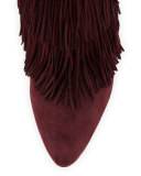 Taos Suede Fringe Ankle Boot, Cordovan