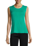 Scoop-Neck Knit Tank, Jade 