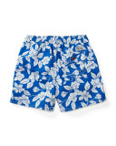 Floral Swim Trunks, Blue, Size 5-7