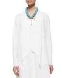 Organic-Linen Angled-Front Cardigan, Petite