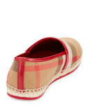 Peckfield Check Canvas Espadrille, Berry Pink/Natural, Toddler