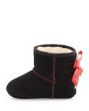 Jesse Suede Bow-Trim Bootie, Black, Infant