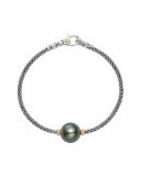 Luna Sterling Silver & 18K Rope Bracelet with Black Tahitian Pearl