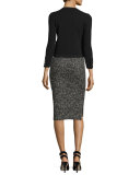 Tweed Pencil Skirt, Black/White