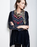 Laura Embroidered Velvet Tunic, Plus Size