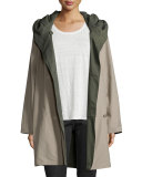 Reversible Hooded Rain Coat, Oregano/Stone, Petite 