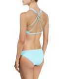 Haute Solid Strappy-Back Swim Top, Lagoon