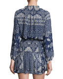 Lorena Printed Blouson Dress, Blue Nile