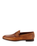 Pebbled Leather Penny Loafer, Cognac