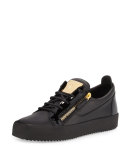 Men's Leather Low-Top Sneaker, Black