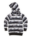 Russel Car Stripes Hooded Sweatshirt, Black/White, Size 4-10