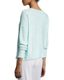 Organic Linen/Cotton Long-Sleeve Box Top, Green Mint