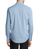 Statler Performance Check Sport Shirt, Cottage Blue