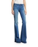 Love Story Flare-Leg Side-Slit Jeans with Released Hem, Angelic