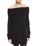 Knit Off-the-Shoulder Sweater, Black