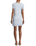 Cliffbrook Striped Pocket T-Shirt Dress, Chambray (Blue)
