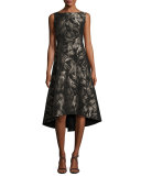 Juliana Sleeveless High-Low Hem Spark-Print Dress, Multi