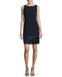 Sleeveless Embellished Crepe Cocktail Dress, Midnight