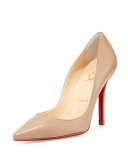 Apostrophy Pointed Red Sole Pump, Nude