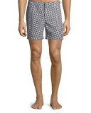 Bulldog Printed Swim Trunks, Black Pattern